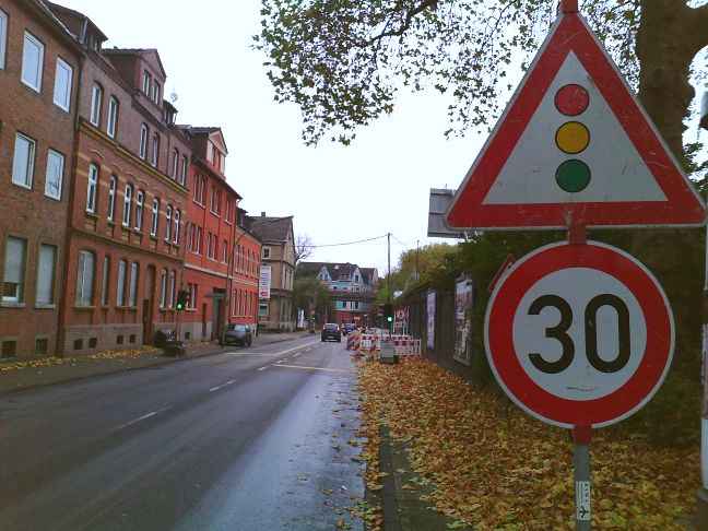 fahrbahnverengung